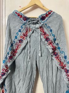 Boho Embroidered Palazzo Pants