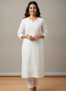 Elegant White Chikankari Kurta