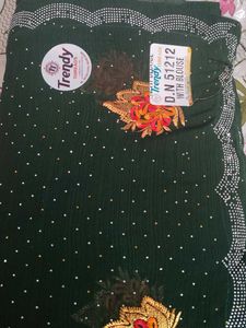 Green Embroidered Saree with Blouse