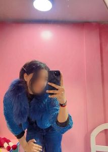 Cozy Blue Knit Cardigan with Fur Trim