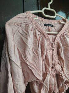 Chic Pink Lace-Up Crop Top