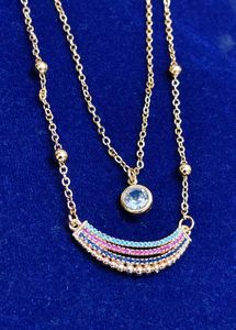 Layered Rainbow Charm Necklace