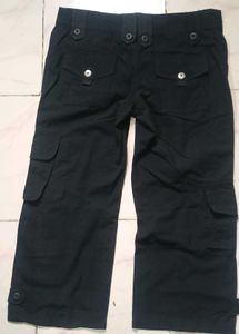 Black Cargo Capri Pants