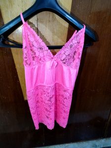 New Pink Satin Lingerie Set 🌸