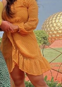 Chic Yellow Swiss Dot Dress