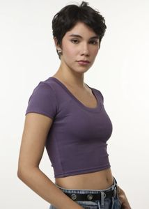 Newme Purple Cropped Fitted Top