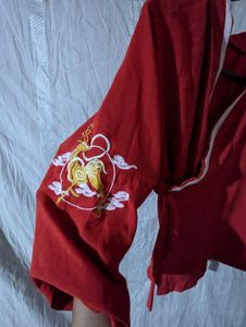 Red Embroidered Kimono