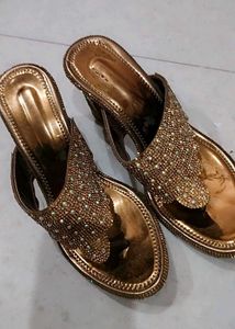 Embellished Gold Flat Sandals