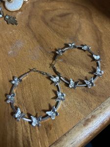 Silver Butterfly Hoop Earrings