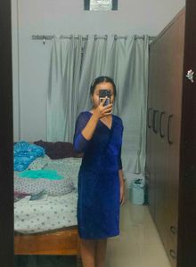 Sparkly Blue V-Neck Dress