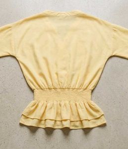Embroidered light yellow top