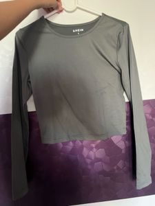 Shein Grey Long Sleeve Crop Top