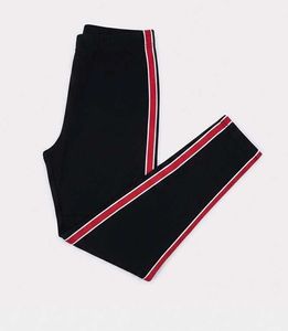 Black Track Pants with Red Stripes
