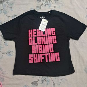 Shein Graphic Print Black T-shirt