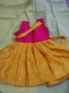 Beautiful Pink &amp; Yellow Embroidered Frock