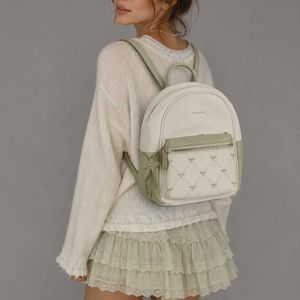 White & Green Mini Backpack with Butterfly Charm