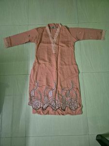 Peach Embroidered Kurta