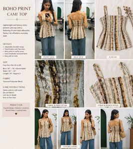 Boho Print Smocked Cami Top