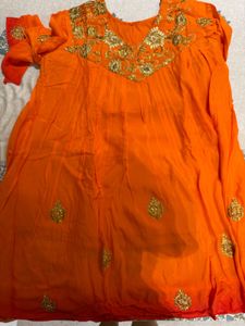 Orange Embroidered Kurta