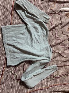 Light Blue Ribbed Long Sleeve Top