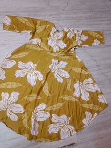 Beautiful Mustard Yellow Kurta with Floral Print