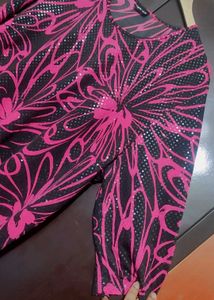 Pink💕 &amp; Black Floral Printed Top For 50 Bust