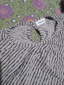 Cute Ruffled Striped Tunic Top