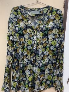 Floral Print V-Neck Long Sleeve Top