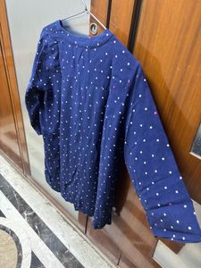 Chic Navy Polka Dot Top