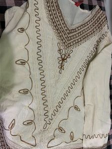 Embroidered Cream Kurta