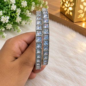 Elegant CZ Stone Bangle Set