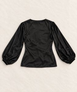 🖤Black Satin Wrap Top🖤