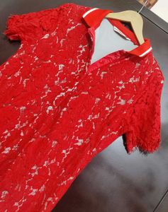 Red🔴 Floral Net Print Top For 34 Bust