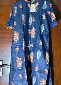 Elegant Blue Printed Kurta Set