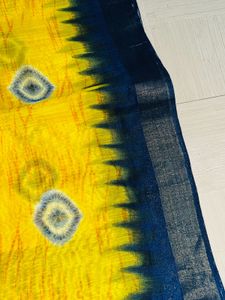New Vibrant Yellow &amp; Blue Saree