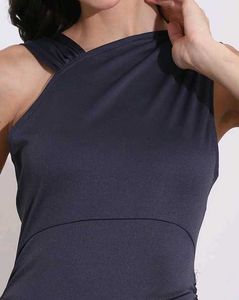 Shein Asymmetrical Neck Panel Seam Ruched Top🩶