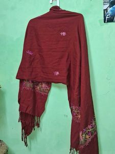 Maroon Embroidered Shawl ♥️