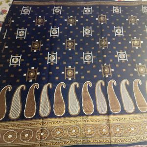 Gold And Silver Printed Cotton Saree