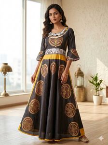 Coffee - Yellow Full Flair Gaun