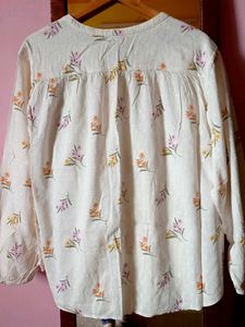 Cute Floral Print Button-Up Top