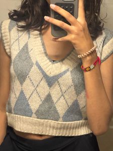 Argyle Knit Crop Top Vest
