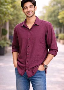 Men's Maroon Casual Shirt