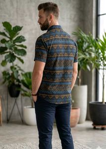 Men's Geometric Print Short Sleeve Shirt