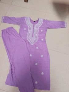 Lavender Embroidered Kurta Set