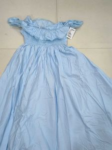 Light Blue Ruffled Off-Shoulder Dress