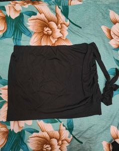 Shein Boat Neck Extended Sleeve Crop Top with Skir