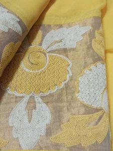 Vibrant Yellow Embroidered Saree