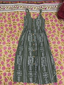 Boho Olive Green Maxi long Dress cottagecore