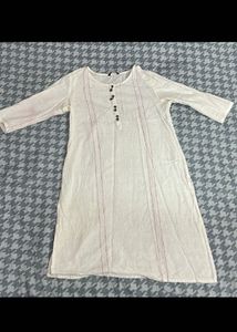 White Cotton Kurta with Red Embroidery