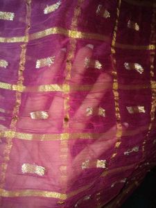 Purple &amp; Gold Checkered saree